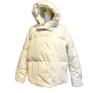 Sweaty Betty Down Puffer Jacket in Lily White US 8-10 Medium MSRP $348
